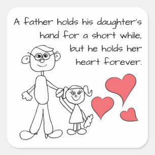 A Father Holds His Daughter's Hand Square Sticker