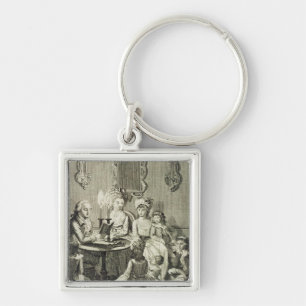 A Father Reading to his Family by Candlelight, eng Key Ring