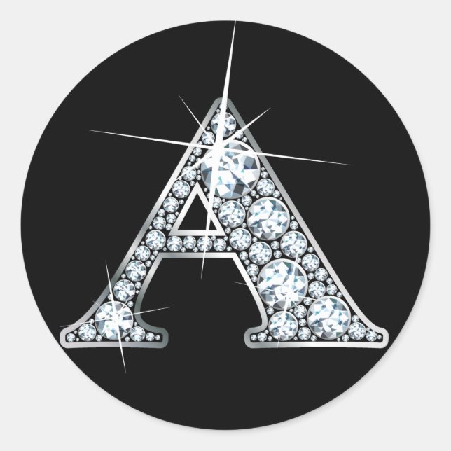 "A" Faux-"Diamond Bling" Print Sticker (Front)