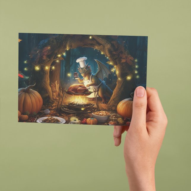 A Feast Awaits - Enchanted Thanksgiving Gathering Holiday Postcard (Creator Uploaded)