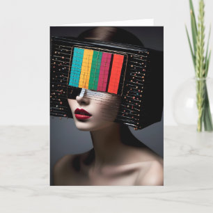 A female Colourful TV Head All Occasion Card