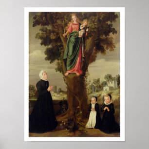 A Female Donor with her Two Daughters Kneeling in Poster