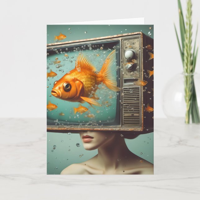 A female goldfish TV Head Retro All Occasion Card (Front)