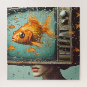 A female goldfish TV Head Retro All Occasion Jigsaw Puzzle
