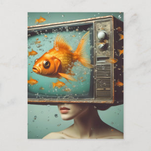 A female goldfish TV Head Retro All Occasion Postcard