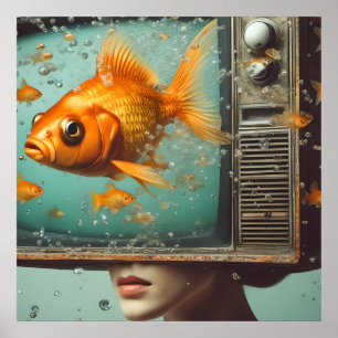 A female goldfish TV Head Retro All Occasion Poster