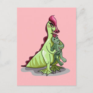 A Female Hadrosaurus Holding A Doll. Postcard