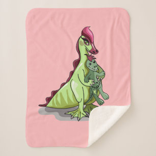 A Female Hadrosaurus Holding A Doll. Sherpa Blanket
