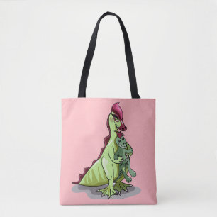A Female Hadrosaurus Holding A Doll. Tote Bag