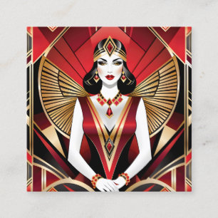 A femme fatale is a dangerous and seductive woman. square business card