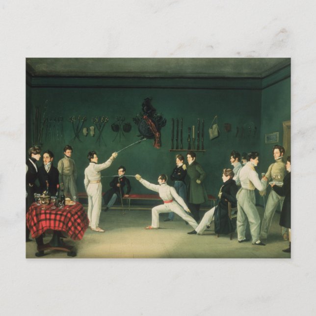 A Fencing Scene, 1827 Postcard (Front)