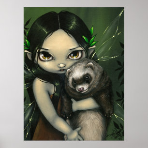 A Ferret and his Fairy ART PRINT fantasy ferrets