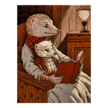 A ferret reading a free to a young ferret