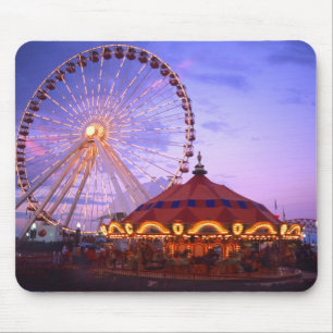 A ferris wheel and carousel at the Navy Pier in Mouse Mat