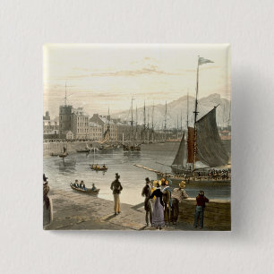 A ferry arriving at Leith, from 'A Voyage Around G 15 Cm Square Badge