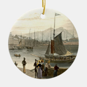 A ferry arriving at Leith, from 'A Voyage Around G Ceramic Tree Decoration