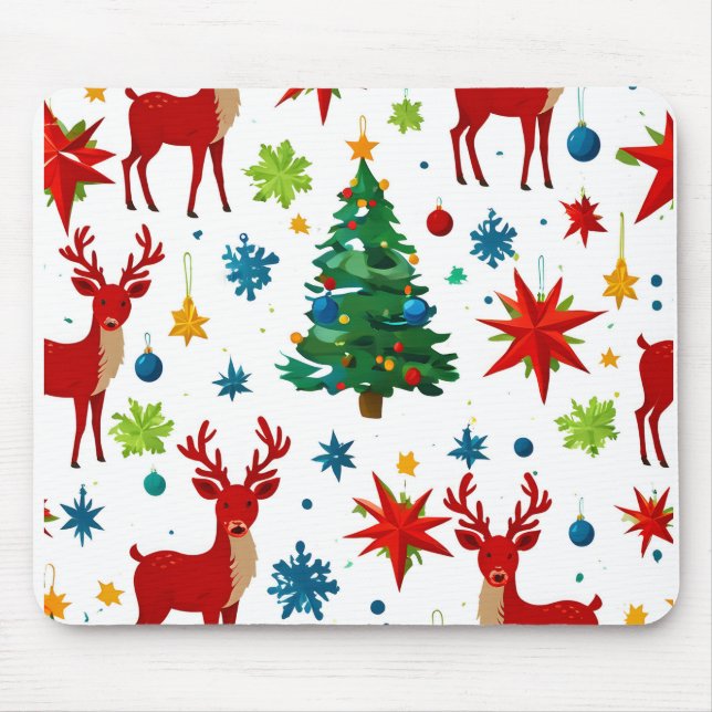 A Festive Christmas Pattern Digital Art Mouse Mat (Front)