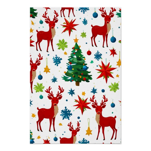 A Festive Christmas Pattern Digital Art Poster (Front)