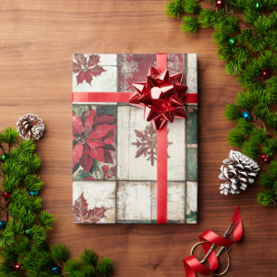 A Festive Christmas-Themed Tile Pattern Wrapping Paper