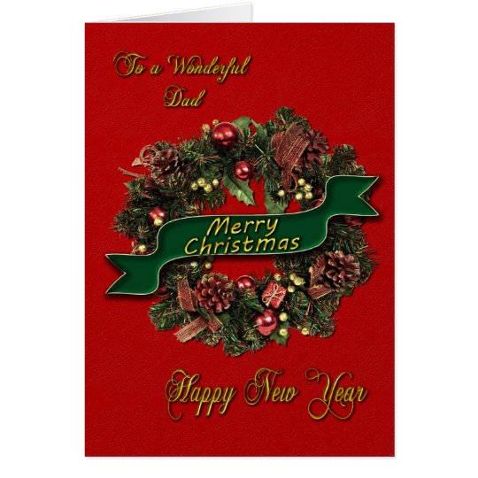 A festive Christmas Wreath for your dad Card