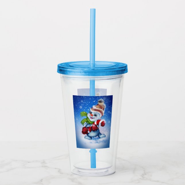 A festive snowman       acrylic tumbler (Front)