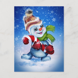 A festive snowman      holiday postcard