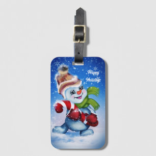 A festive snowman     luggage tag