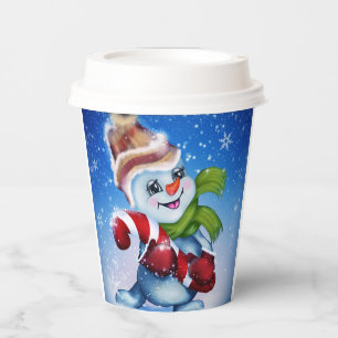 A festive snowman    paper cups