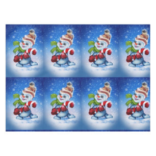 A festive snowman tablecloth