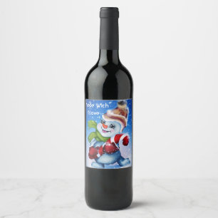 A festive snowman          wine label