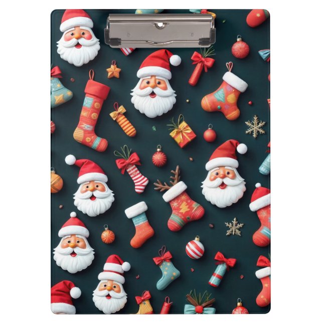 A Festive Tapestry Santa and Christmas Cheer Clipboard (Front)
