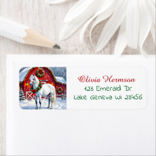 A Festive White Horse and Winter Barn Christmas