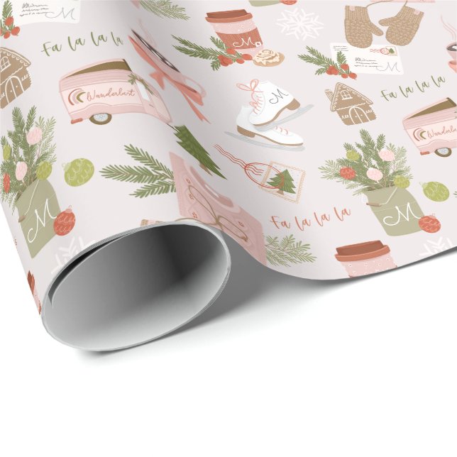 A Few of My Favourite Christmas Things Monogram Wrapping Paper (Roll Corner)