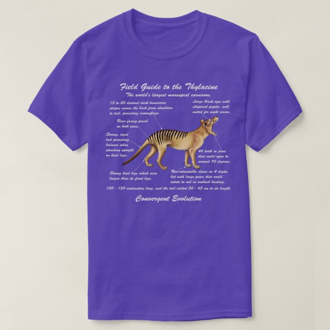 A Field Guide to Thylacines white cursive writing T-Shirt (Design Front)