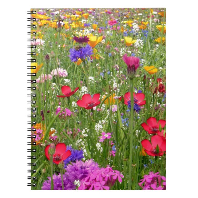 A Field Of Colourful Wildflowers Nature Design Notebook (Front)