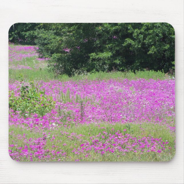 A field of pink spring wildflowers mouse mat (Front)