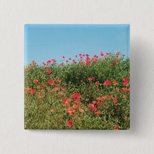 A Field of Poppy Flowers 15 Cm Square Badge
