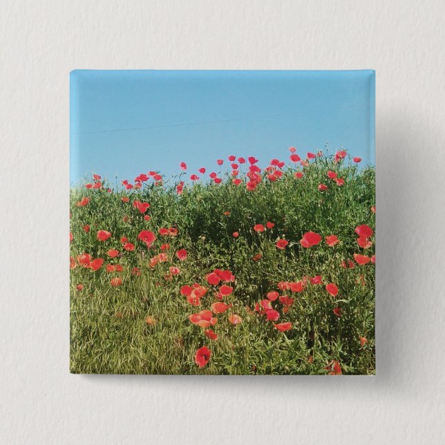 A Field of Poppy Flowers 15 Cm Square Badge (Front)