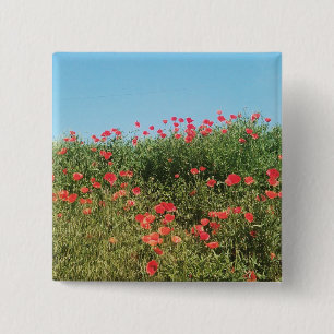 A Field of Poppy Flowers 15 Cm Square Badge