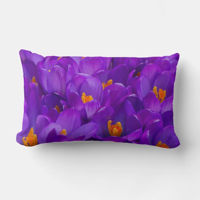 A Field of Purple Crocuses Lumbar Cushion (Front)