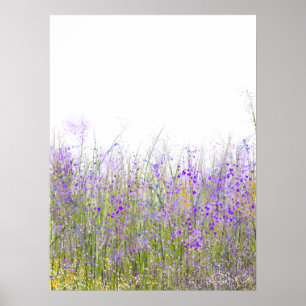 A field of purple wildflowers poster