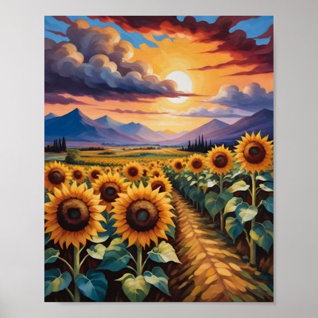 A Field Of Sunflowers Poster (Front)