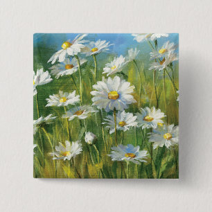 A Field of White Daisies 15 Cm Square Badge
