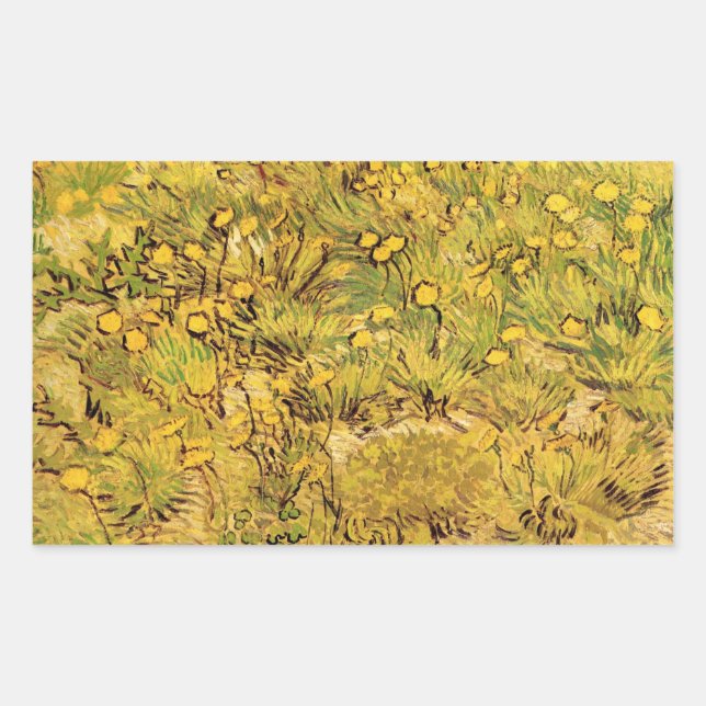 A Field of Yellow Flowers by Vincent van Gogh Rectangular Sticker (Front)
