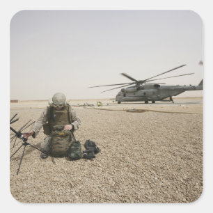 A field radio operator square sticker