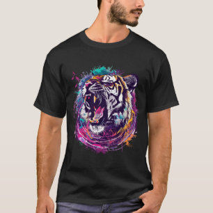 A fierce tiger roaring with musical notes emanatin T-Shirt