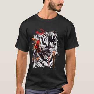 A fierce tiger roaring with musical notes emanatin T-Shirt