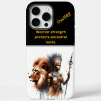 A fierce warrior stands strong beside a lion