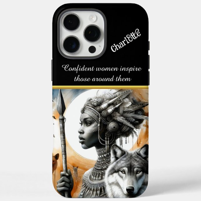 A fierce warrior woman stands with a majestic wolf Case-Mate iPhone case (Back)