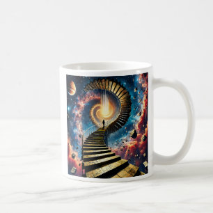 A figure on an endless staircase. coffee mug